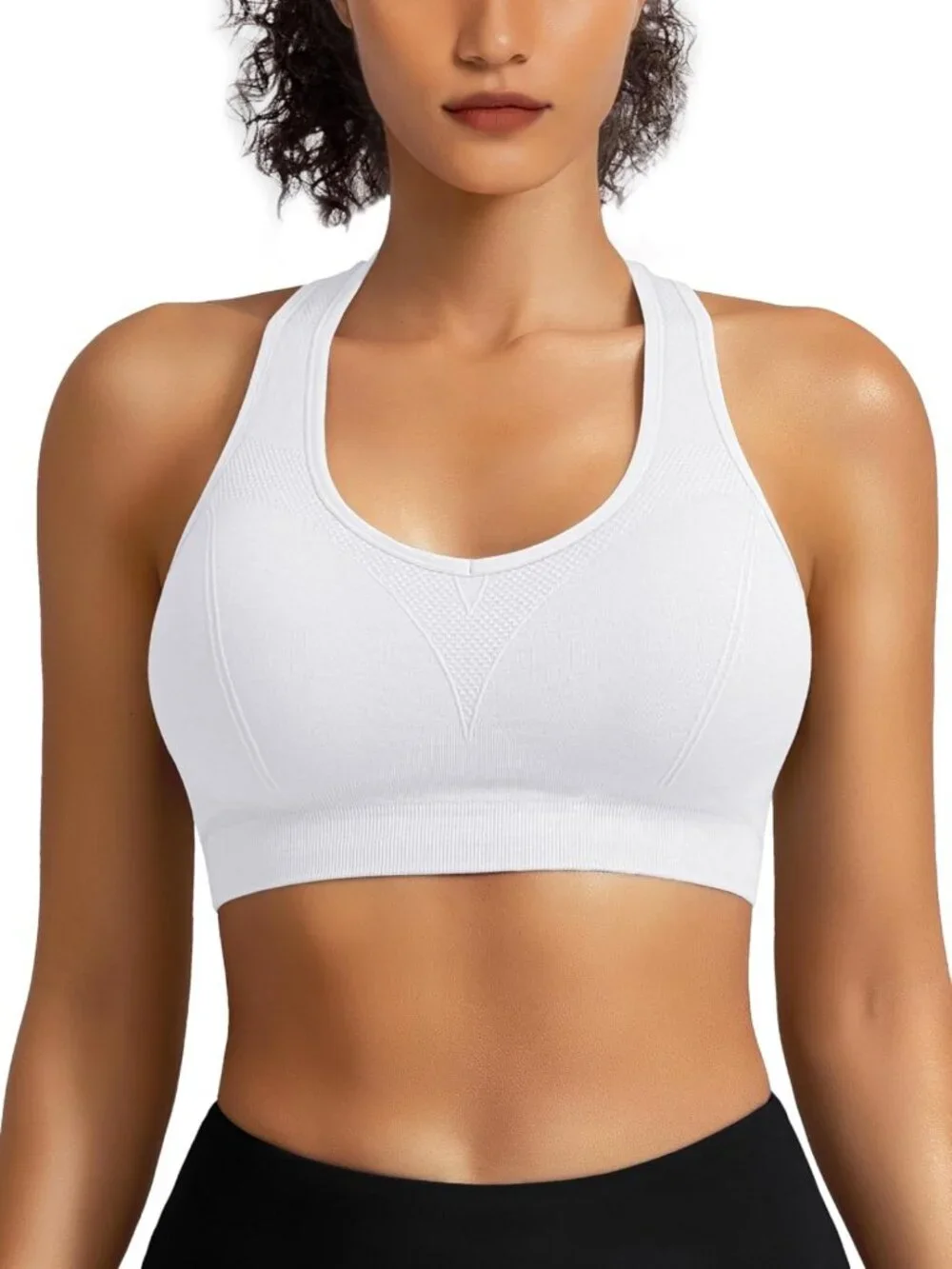 Padded Racerback Sports Bra for Women - Breathable Medium Support Yoga Gym